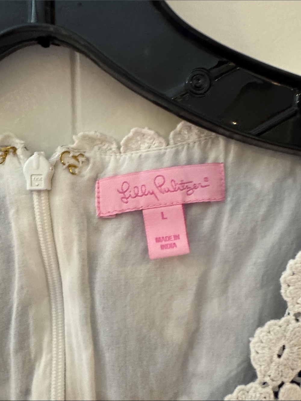 Lilly Pulitzer Blue White Crochet-Trim V-Neck Tunic Dress - Picture 2 of 4